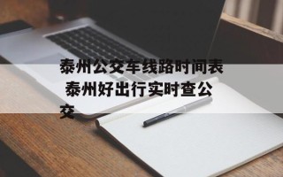 泰州公交车线路时间表 泰州好出行实时查公交