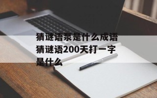 猜谜语泵是什么成语 猜谜语200天打一字是什么
