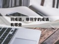 羽成语，带羽字的成语有哪些