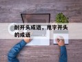 耐开头成语，甩字开头的成语