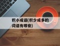 积小成语(积少成多的词语有哪些)