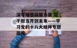 深学细悟凝聚力量 实干担当开创未来——学习党的十八大精神专题简报