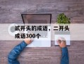 贰开头的成语，二开头成语300个