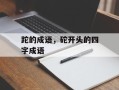 跎的成语，砣开头的四字成语