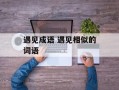 遇见成语 遇见相似的词语