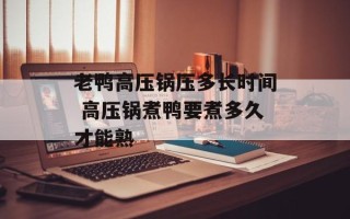 老鸭高压锅压多长时间 高压锅煮鸭要煮多久才能熟