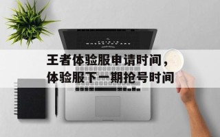王者体验服申请时间，体验服下一期抢号时间