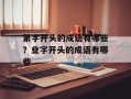 第字开头的成语有哪些？业字开头的成语有哪些