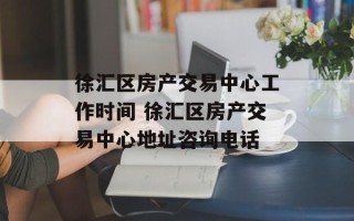 徐汇区房产交易中心工作时间 徐汇区房产交易中心地址咨询电话