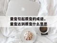量变引起质变的成语，量变达到质变什么意思