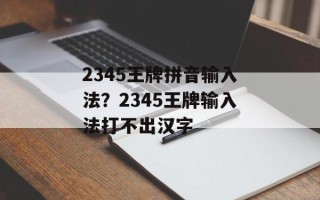 2345王牌拼音输入法？2345王牌输入法打不出汉字