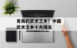 青海的武术之乡？中国武术之乡十大排名