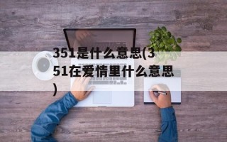 351是什么意思(351在爱情里什么意思)