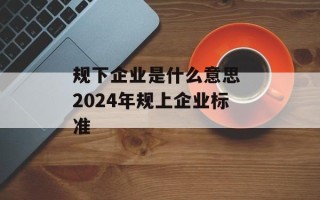 规下企业是什么意思 2024年规上企业标准