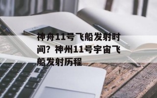 神舟11号飞船发射时间？神州11号宇宙飞船发射历程