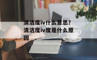 清洁度iv什么意思？清洁度iv度是什么原因