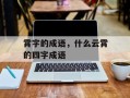 霄字的成语，什么云霄的四字成语