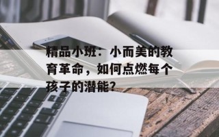 精品小班：小而美的教育革命，如何点燃每个孩子的潜能？
