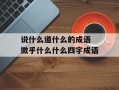 说什么道什么的成语 微乎什么什么四字成语