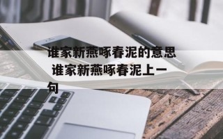 谁家新燕啄春泥的意思 谁家新燕啄春泥上一句